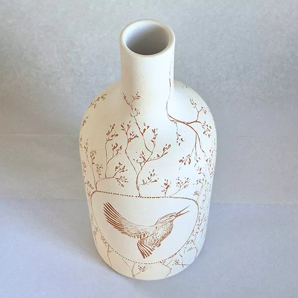 lletc-poettery-vase-oiseau-kingfisher6 laetitia-foret-intuitive-serie-Illustratrice nature LLetC